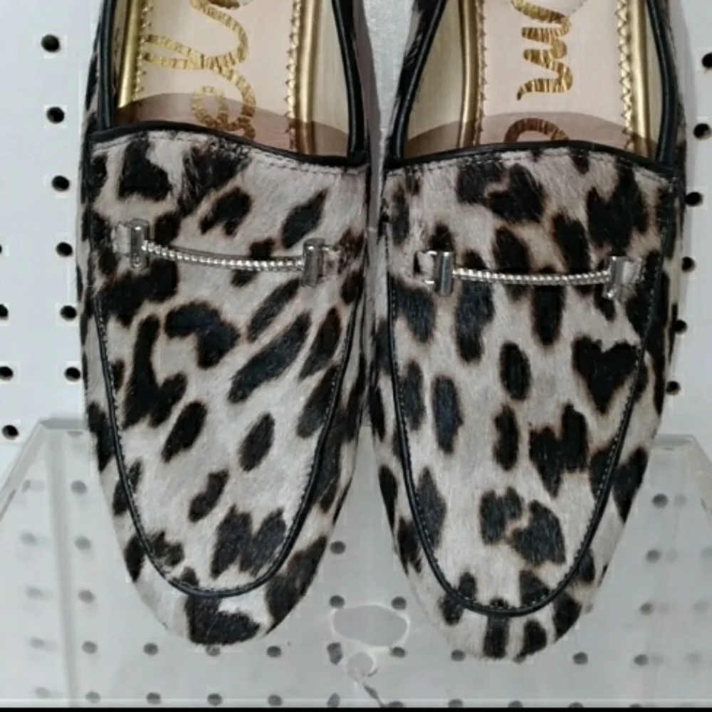Sam Belderman| Leaperd Calf Hair Shoes| Women Flat Cushioned Horsebit Signature